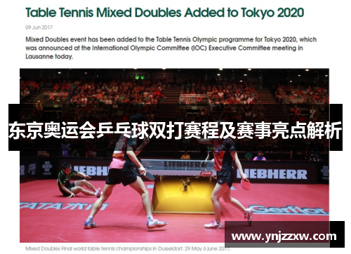 东京奥运会乒乓球双打赛程及赛事亮点解析 东京奥运会乒乓球双打赛程及赛事亮点解析